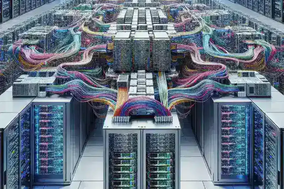 "Detailed architecture diagram of MareNostrum 5 showcasing Intel, Nvidia, and DDR5 components in high-performance computing."
