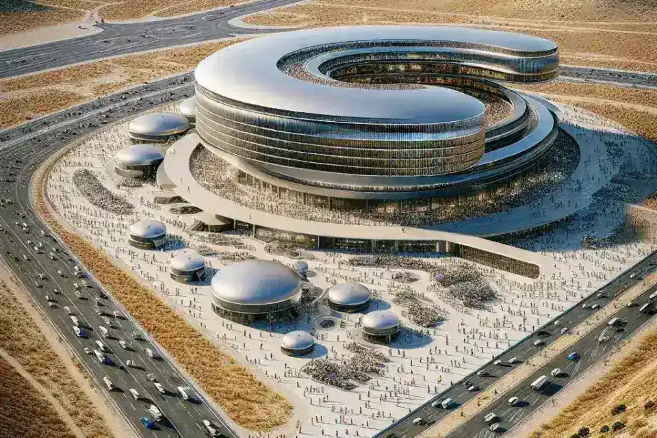 "Imagen del anuncio de Hyperloop sobre la construcción de un centro de investigación de 500 millones de euros en España, mostrando a ejecutivos en una conferencia de prensa"